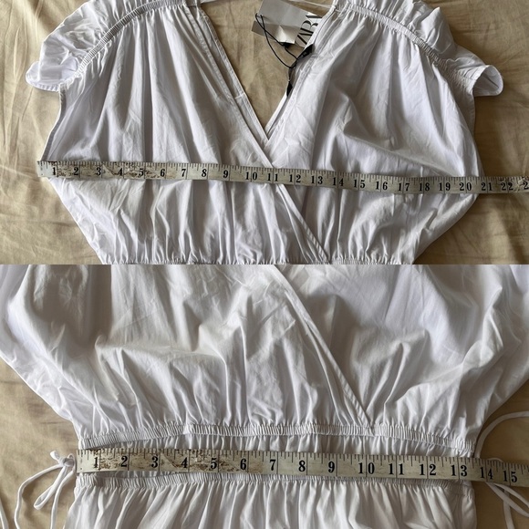 NWT ZARA White Cotton Midi Dress with Tie-Back M - Picture 13 of 15